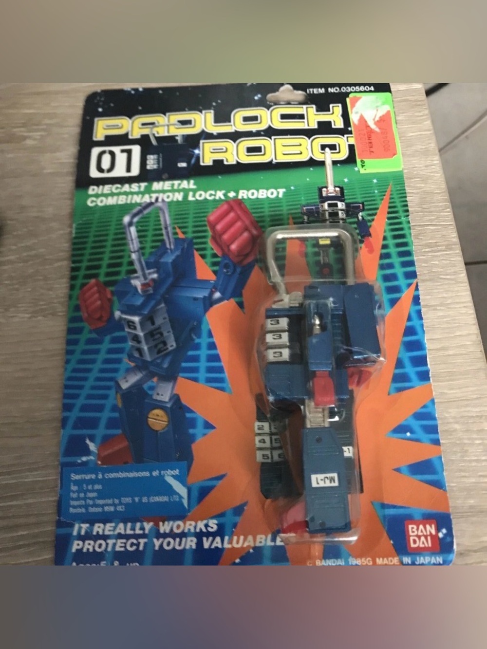 Vintage 1985 Bandai Padlock Robot 01 Metal Joe MJ-01 MIP Transformer Combo Lock